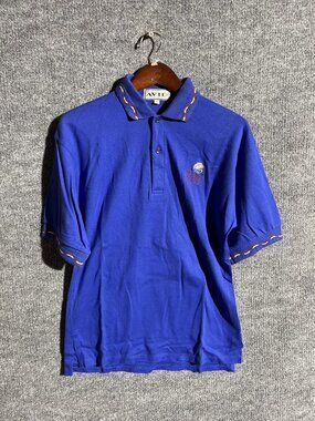Vintage Avid Challenge At Manele Polo Shirt Mens Small Blue Golf Made USA 90s